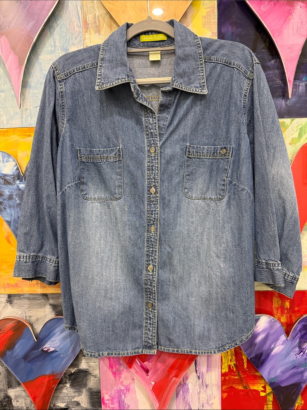 Sigrid Olsen Light Wash Denim Shirt Jacket - Blue